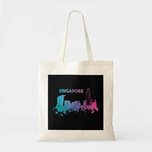 Tote Bag Singapour Skyline Aquarelle Asie Souvenir asiatiqu (Devant)