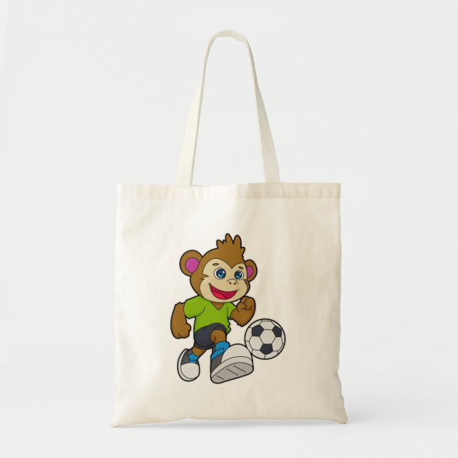 Tote Bag Singe comme joueur de football avec Soccer (Devant)