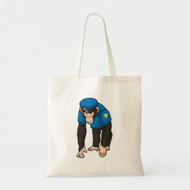 Tote Bag Singe comme policier avec Uniforme (Devant)