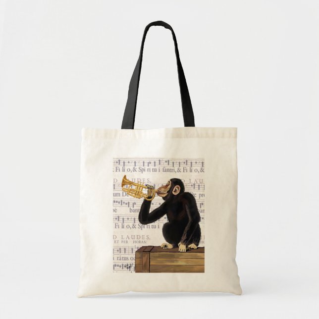 Tote Bag Singe Jouant à la trompette (Devant)