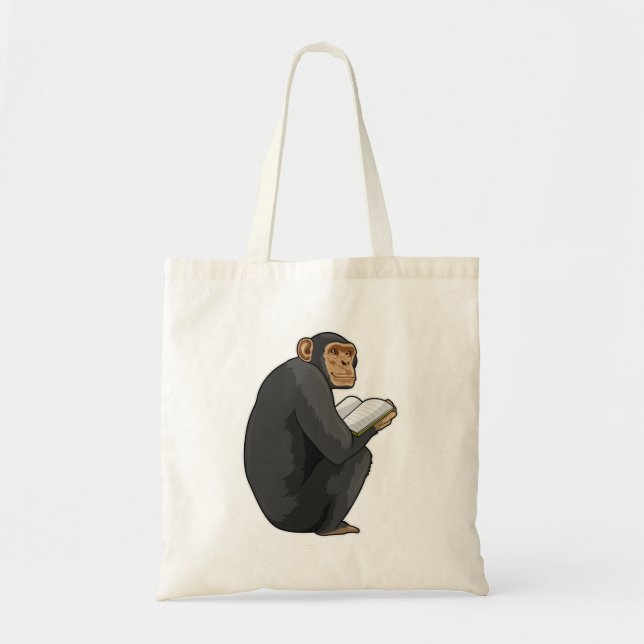 Tote Bag Singe Nerd avec livre (Devant)