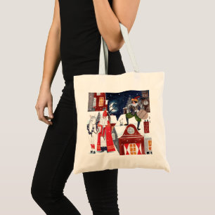 Tote Bag Sinterklaas et Piet sur les toits d'Amsterdam