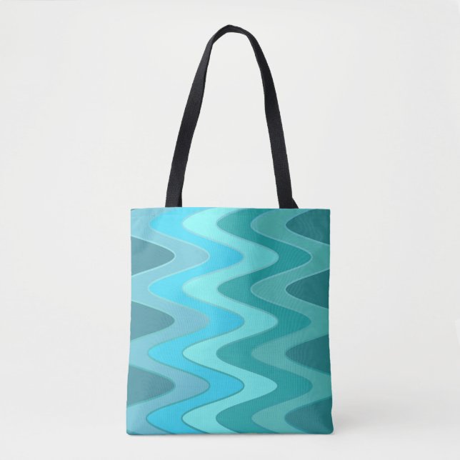Tote Bag Sinus Waves motif - mélange bleu océan + vos idées (Devant)