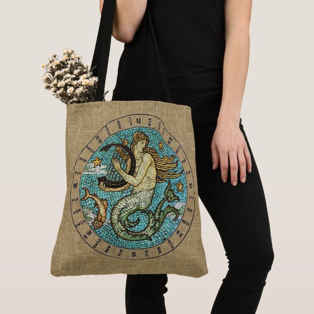 Tote Bag Sirène avec harpe (De près)