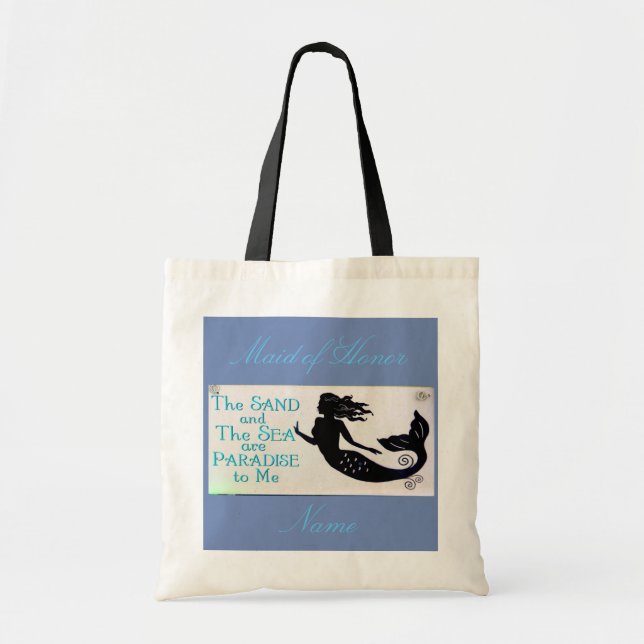 Tote Bag Sirène d'honneur sable et mer sirène bleu (Devant)