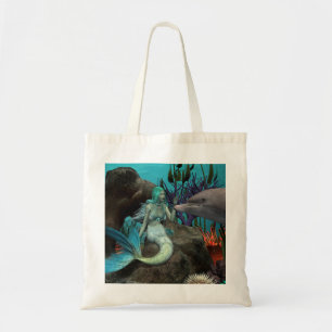 Tote Bag Sirène et dauphin sous la mer