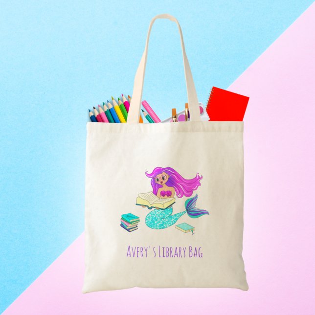 Tote Bag Sirène Étincelante Avec Lunettes D'Oeil Nom De Lec (Créateur téléchargé)