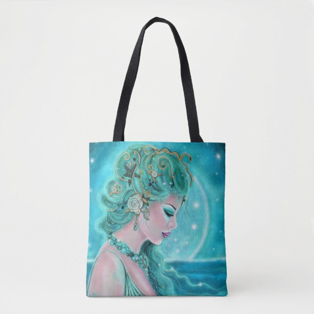 Tote Bag Sirène Lune De Renee Lavoie (Devant)