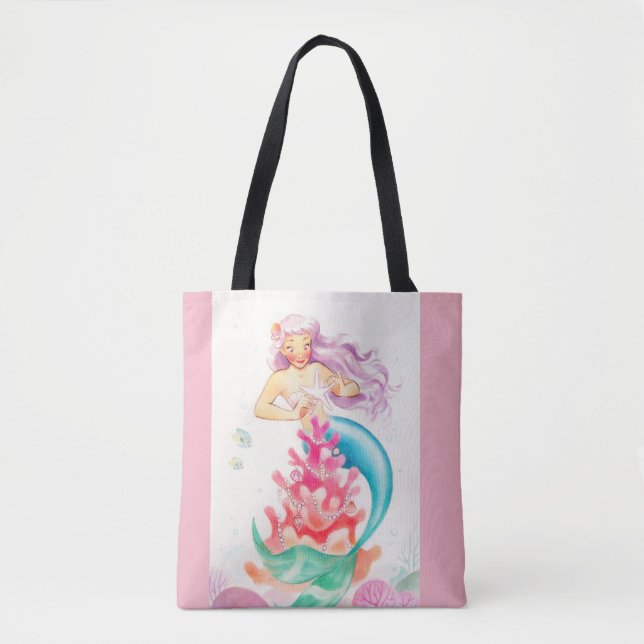 Tote Bag Sirène mignonne rose Fourre-tout (Devant)