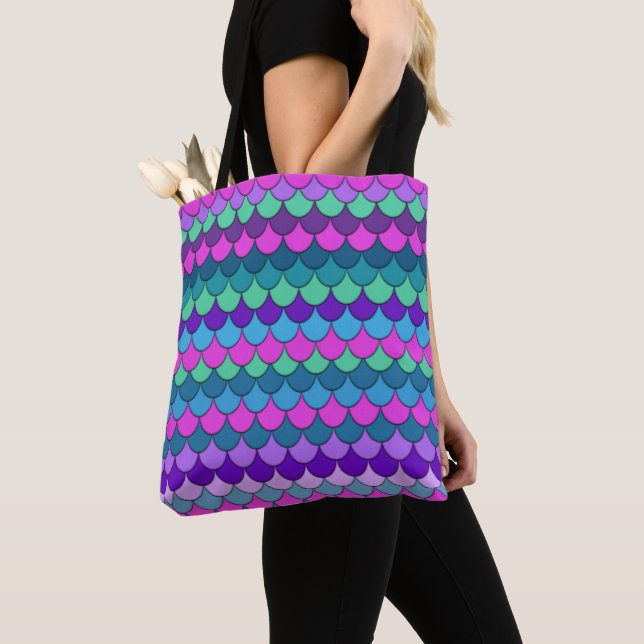 Tote Bag Sirène multicolore colorée (De près)