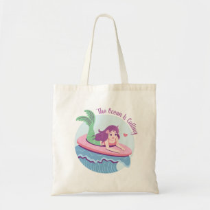 Tote Bag Sirène Sur Surf Rose L'Océan Appelle