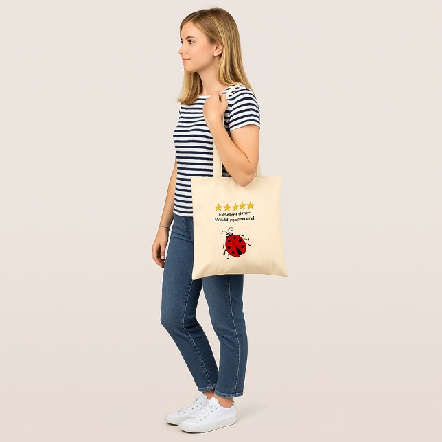 Tote Bag Sister custom text ladybug (Créateur téléchargé)