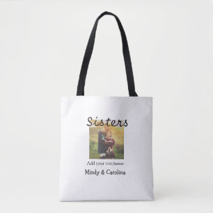 Tote Bag Sisters besties BFF ajouter nom de la photo nom fa