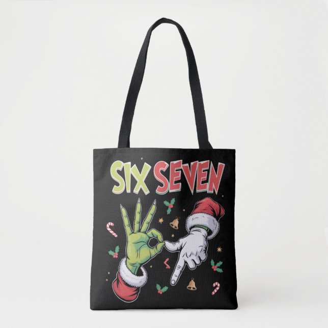 Tote Bag Skeleton 6 7 Christmas Six Seven Meme Xmas (Devant)