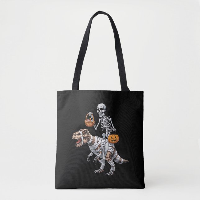 Tote Bag Skeleton équitation maman Dinosaur T rex Halloween (Devant)