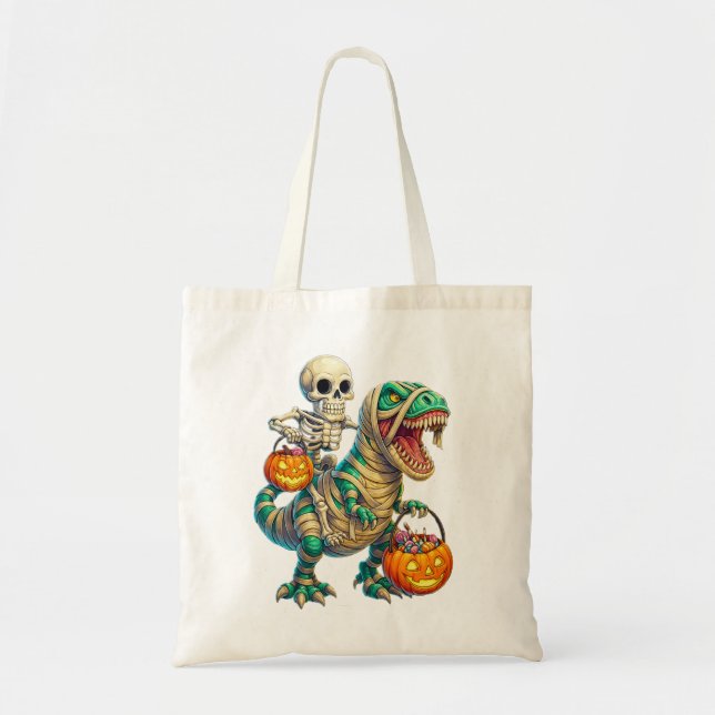 Tote Bag Skeleton Whimsical équitation maman T-Rex Hallowee (Devant)