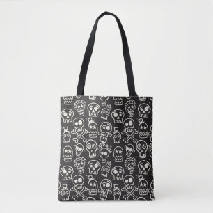 Tote Bag Sketchchy noir crâne papier peint sans couleur