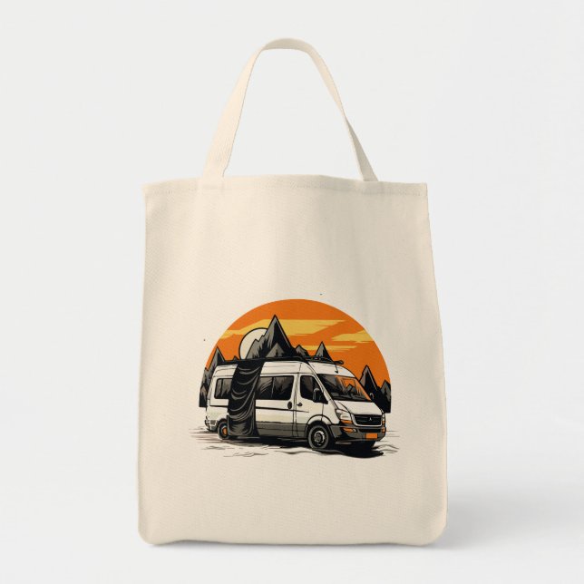Tote Bag sketchy minimalist camper travel (Devant)
