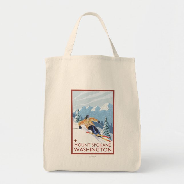 Tote Bag Ski de neige - Mont Spokane, (Devant)