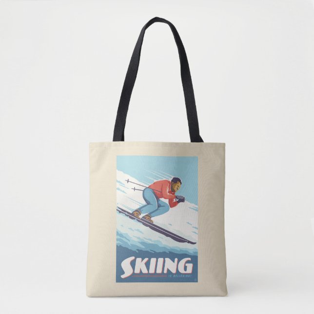 Tote Bag Ski est croire Retro Print (Devant)