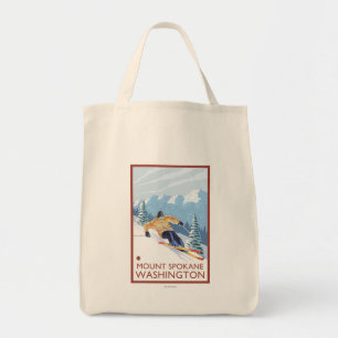 Tote Bag Skieur de neige de Downhhill - bâti Spokane,