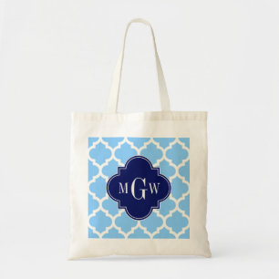 Tote Bag Sky Blue What Marocain #5 Navy Blu 5c Nom Monogram