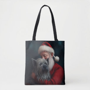 Tote Bag Skye Terrier avec Noël Festif du Père Noël