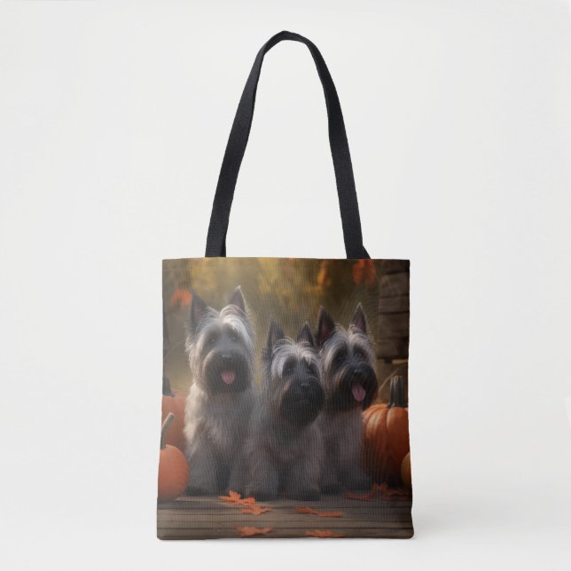 Tote Bag Skye Terrier Chiot Automne Citrouille délice (Devant)