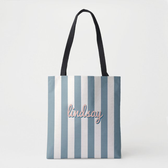 Tote Bag Skyline Blue Cabana Rayure Voyage Filles (Devant)