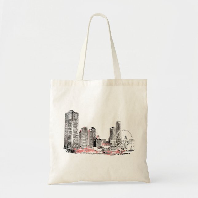 Tote Bag Skyline de Chicago moderne (Devant)