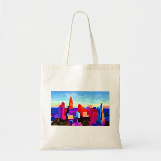Tote Bag Skyline Queen City Charlotte (Devant)