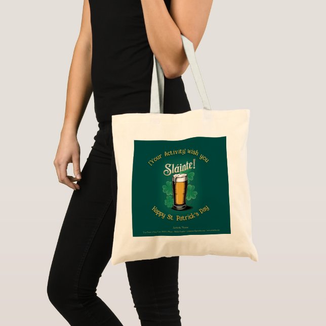Tote Bag Slàinte ! Saint Patrick's Day Pint of Beer on Gree (Devant (produit))
