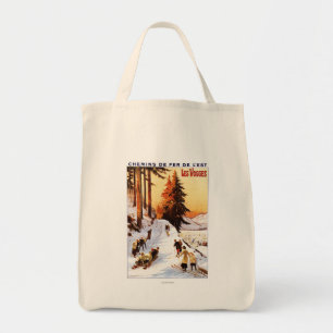 Tote Bag Sledding et skier à l'affiche de VOSGES