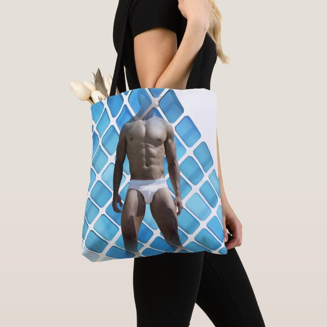 Tote Bag SlipperyJoe musculaire homme six pack abs mâle bla (De près)
