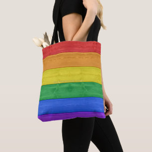 Tote Bag SlipperyJoe's classique arc-en-ciel tactile artisa