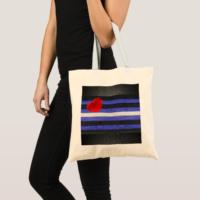 Tote Bag SlipperyJoe's cuir drapeau orgueil noir bleu royal (Devant (produit))
