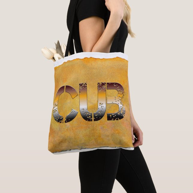 Tote Bag SlipperyJoe's petit ours mot orange-brun pro (De près)