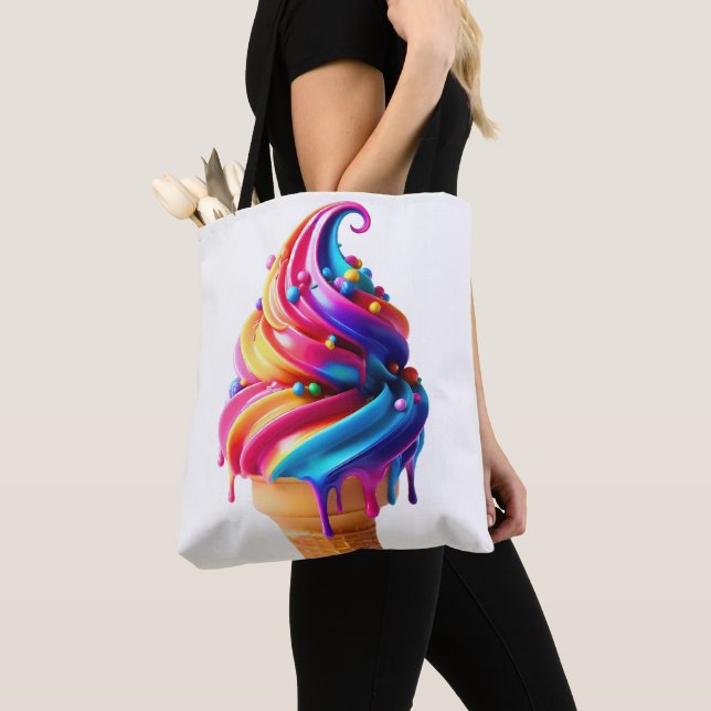 Tote Bag SlipperyJoe's vibrante crème glacée cone classique (De près)