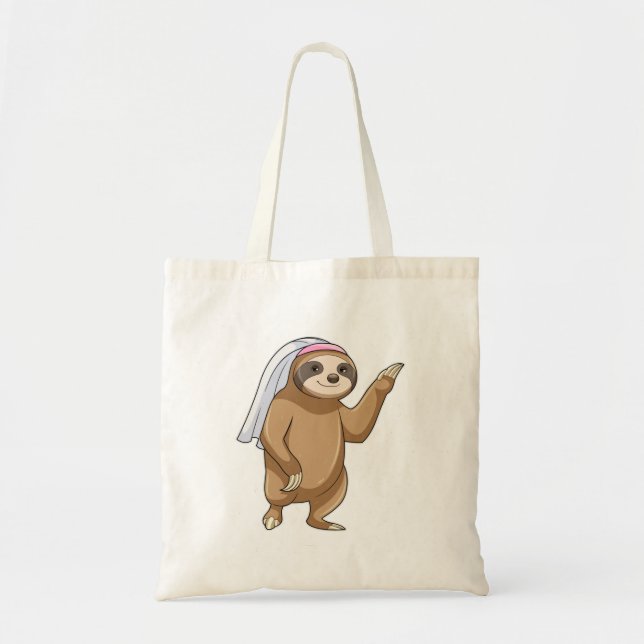 Tote Bag Sloth as Bride with Veil (Devant)
