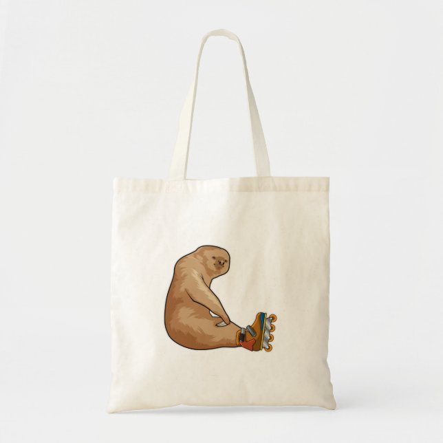 Tote Bag Sloth as Patinage en ligne avec Patins en ligne (Devant)