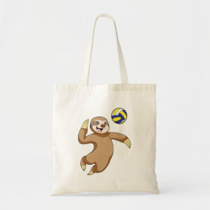Tote Bag Sloth comme joueur de volleyball avec volleyball