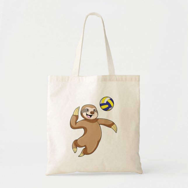 Tote Bag Sloth comme joueur de volleyball avec volleyball (Devant)