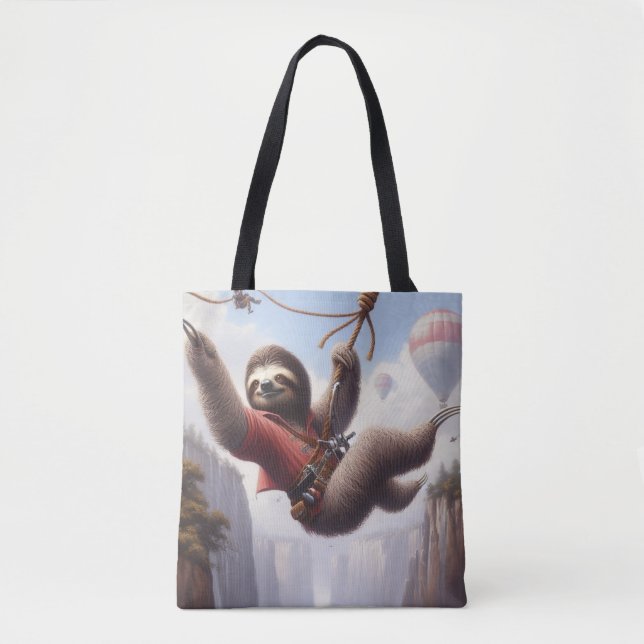 Tote Bag Sloth Ziplining (Devant)