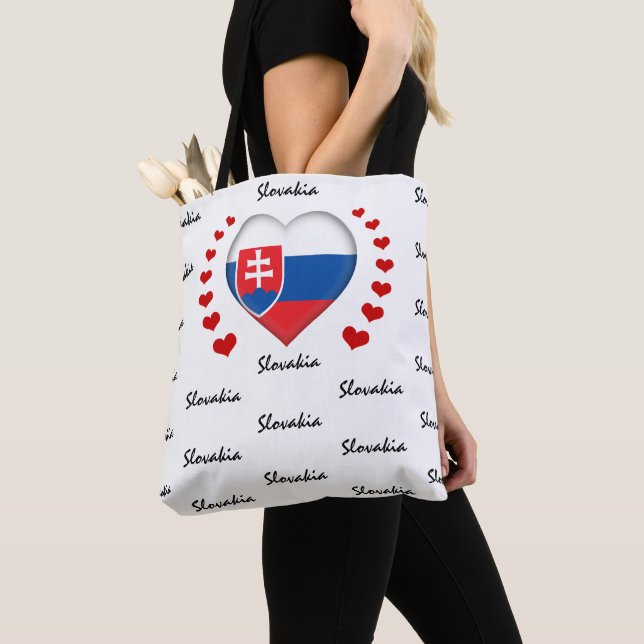 Tote Bag Slovaquie Drapeau et Coeur Slovaque Mode / Sport (De près)
