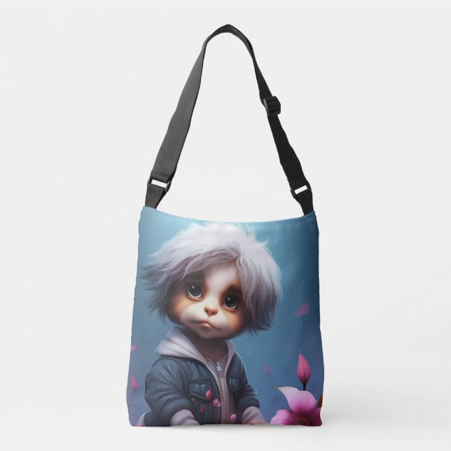 Tote Bag small with white hair (Devant)