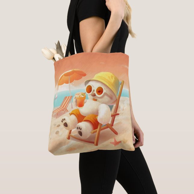 Tote Bag Smile Dog - Mode Plage Activé (De près)