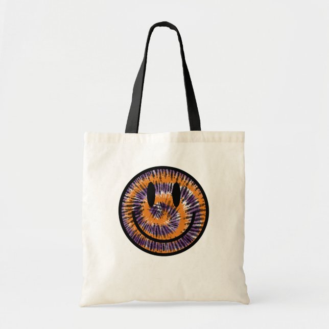 Tote Bag Smiley en Halloween Tie Dye - PNG (Devant)