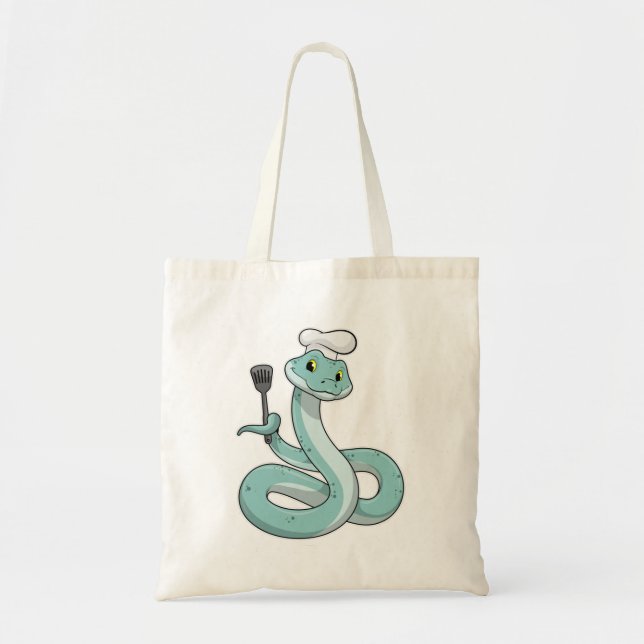 Tote Bag Snake as Cook avec Chef casquette (Devant)