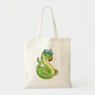 Tote Bag Snake as Diver wirth Snorkel