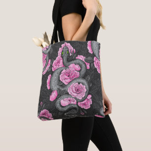 Tote Bag Snakes and pink roses